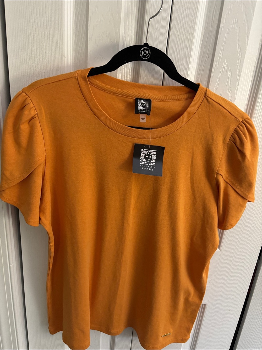 Anne Klein Sport Orange Short-Sleeve Puff Shoulder Tee